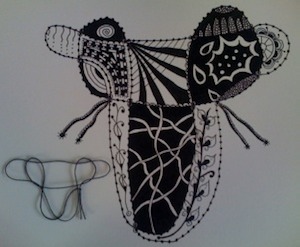 Zentangle® Inspired String Figure Umeke ai o Hina or poi calabash of Hina